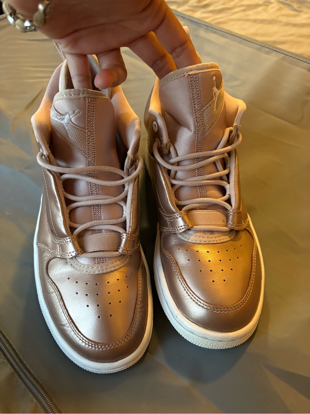 Jordan Women's Metallic Rose Gold High Top Sneakers